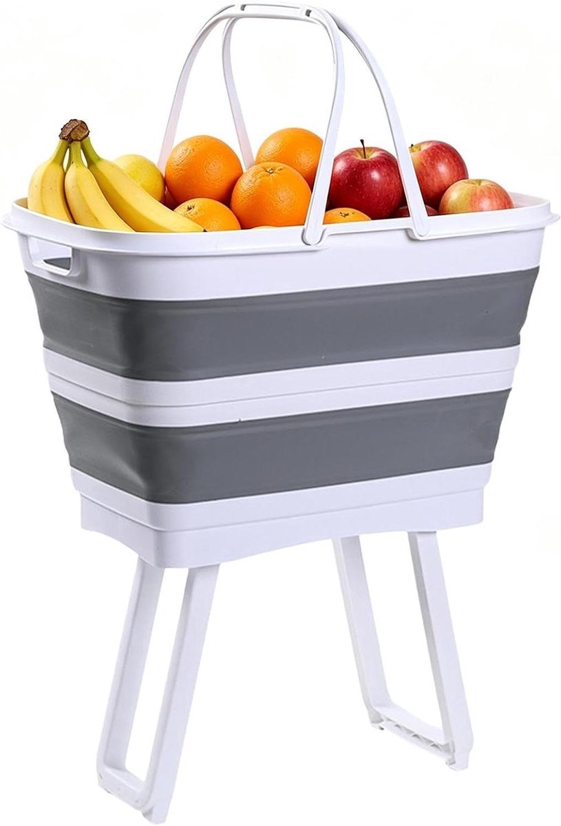 Grote wasmand - Opbergmand - Wasgoed sorteren - Met handgrepen - 26 liter - Grijs