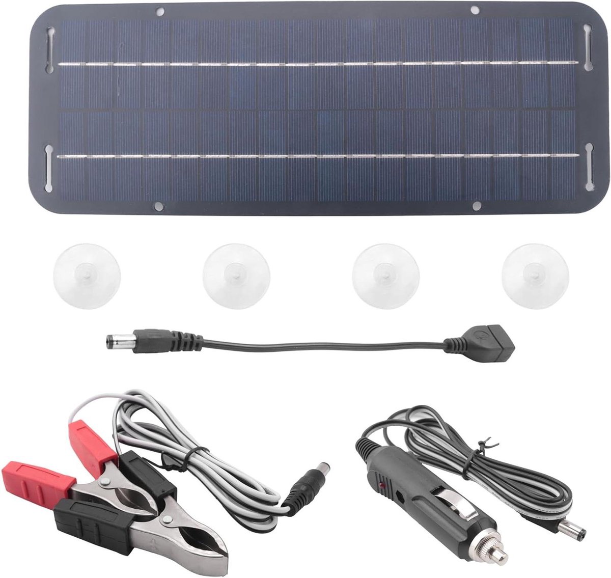 Draagbaar Zonnepaneel - Solar Lader - Accu Onderhoud - Monokristallijn Silicium - 30 Watt - Zwart