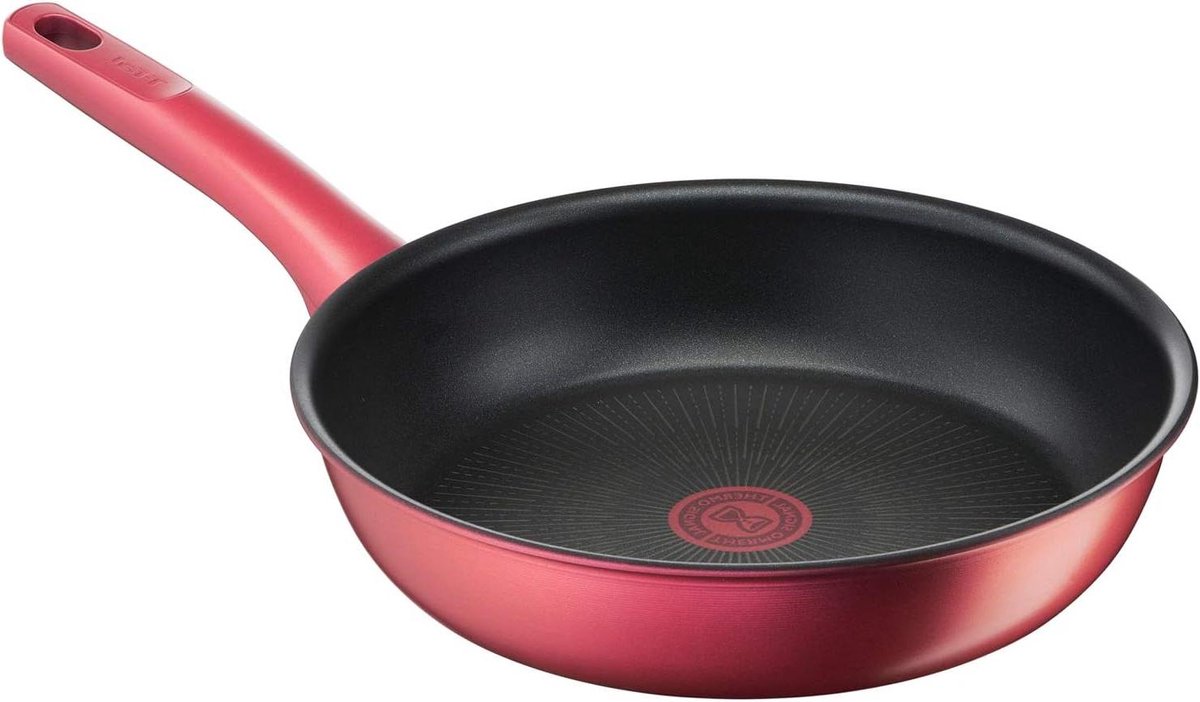 Koekenpan - Koekenpan met antiaanbaklaag - Lekker Koken - Titanium antiaanbaklaag - 26 cm - Rood