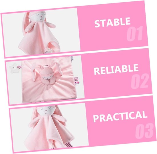 Knuffeldekentje met pop - Troostdoekje baby - Baby comfort - Zacht PP katoen - 25x25cm - Roze — afbeelding 2