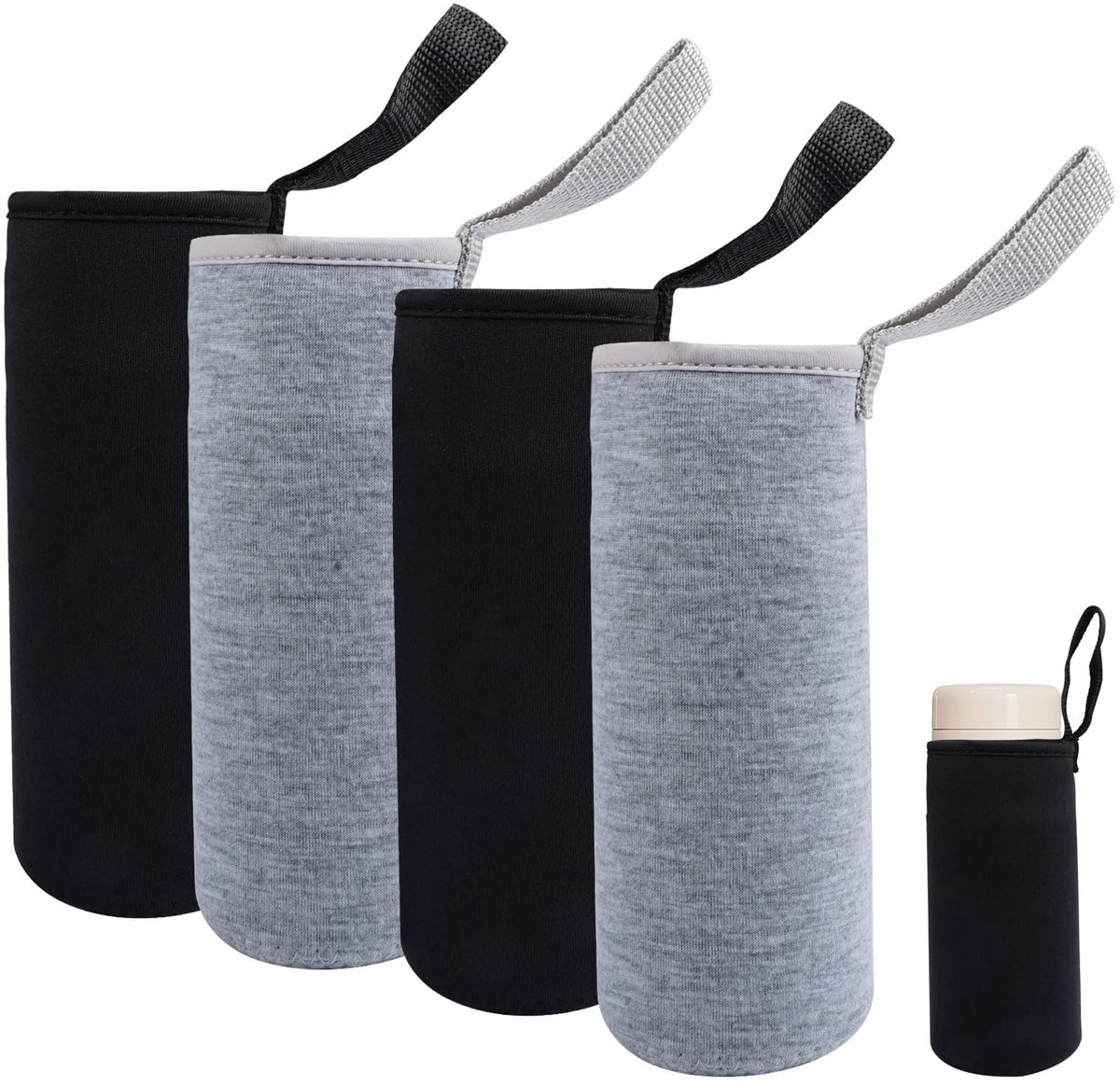 carmdering - Neopreen Fleshouder - Waterfles Beschermer - Fleshoes - Thermische Isolatie - Krassen Bescherming - Neopreen - Ventilatiegat Onderzijde - Ideaal Voor Outdoor Sport - 4 Stuks