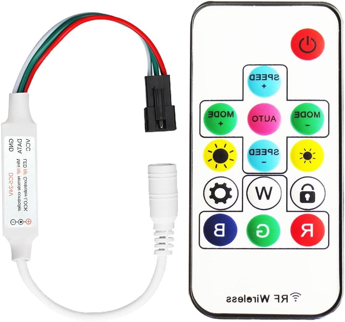 358 soorten kleuren en effecten van digitale RGB LED strip met 14 toetsen RF draadloze afstandsbediening voor WS2812 WS2811 WS2812b LED verlichting