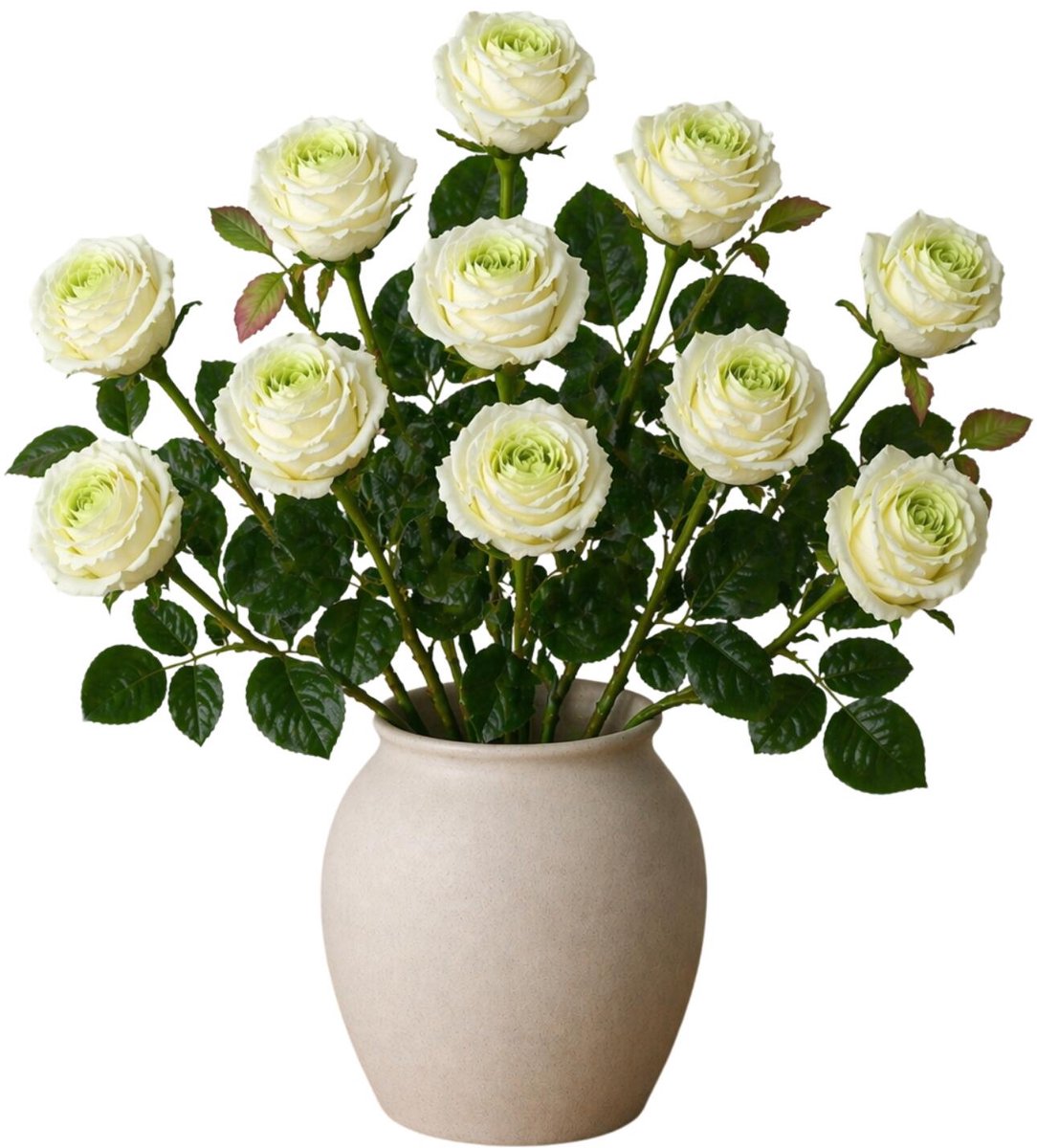 Mica Decorations Kunstbloemen roos Passion - 12x - creme wit - 47 cm - steelbloemen - boeket - sfeer - decoratie