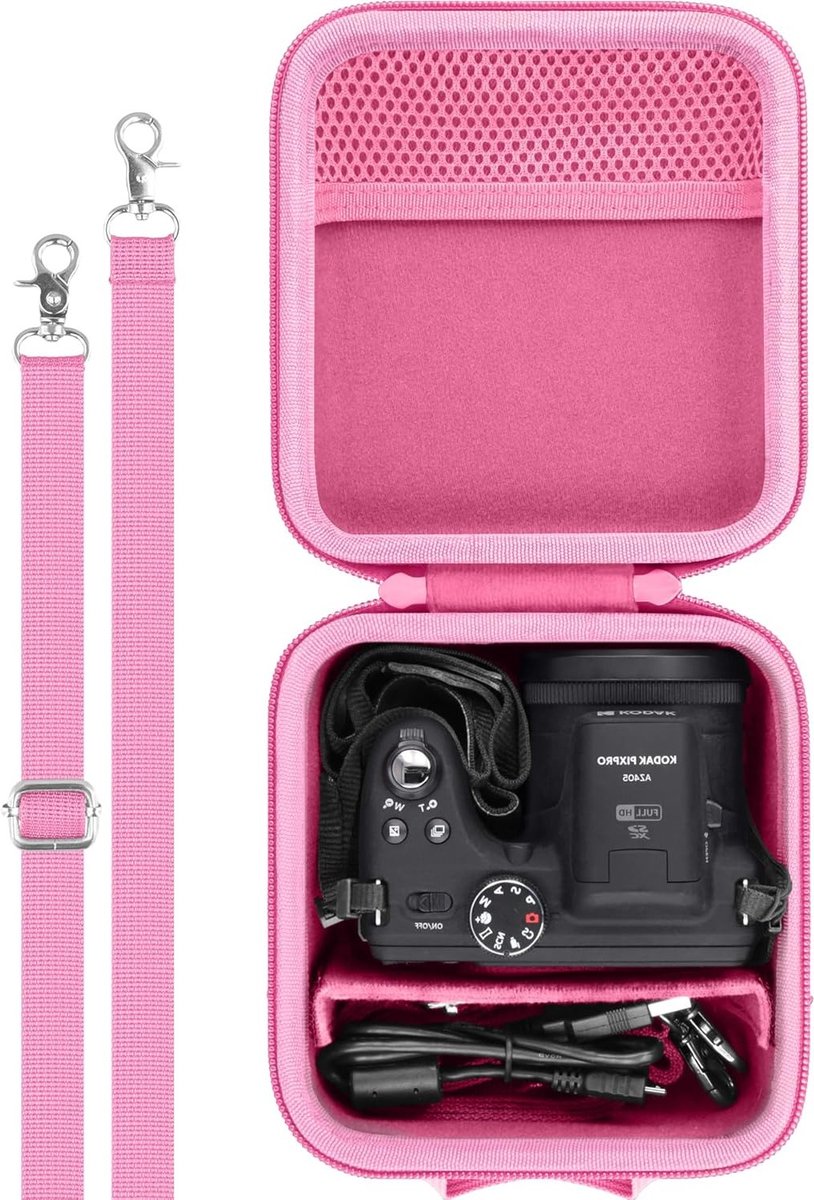 SnelShoppen - Harde Beschermhoes Voor Kodak Digitale Camera's - Reisetui, Beschermende Opbergtas, Roze, Perfecte Pasvorm, Voor AZ405/AZ425/AZ255/AZ401