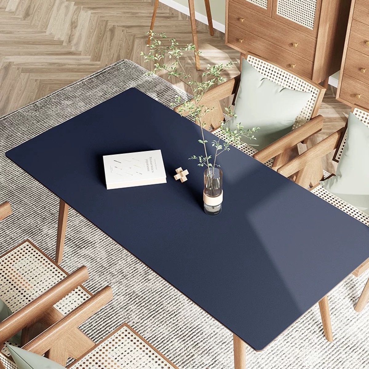 Lederen tafelbeschermer 1,8mm dik – 40x60cm, duurzame tafelpad voor eetkamertafels-blauw