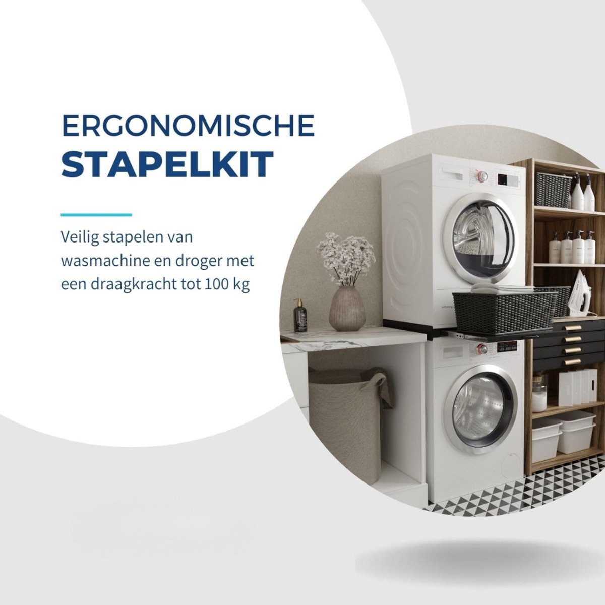 MIRA® Tussenstuk Wasmachine Droger - Stapelkit - Tussenstuk Wasmachine en Droger - Tussenstuk Wasmachine Droger Zwart - Tussenstuk Wasmachine Droger Aeg - Zwart - 54cm x 60cm x 8cm thumbnail 5