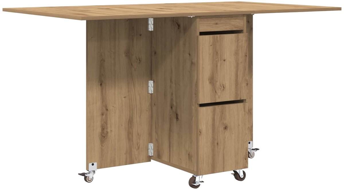vidaXL - Eettafel - 140 - x - 80 - x - 77 - cm - Bewerkt - hout - Artisanaal - eiken