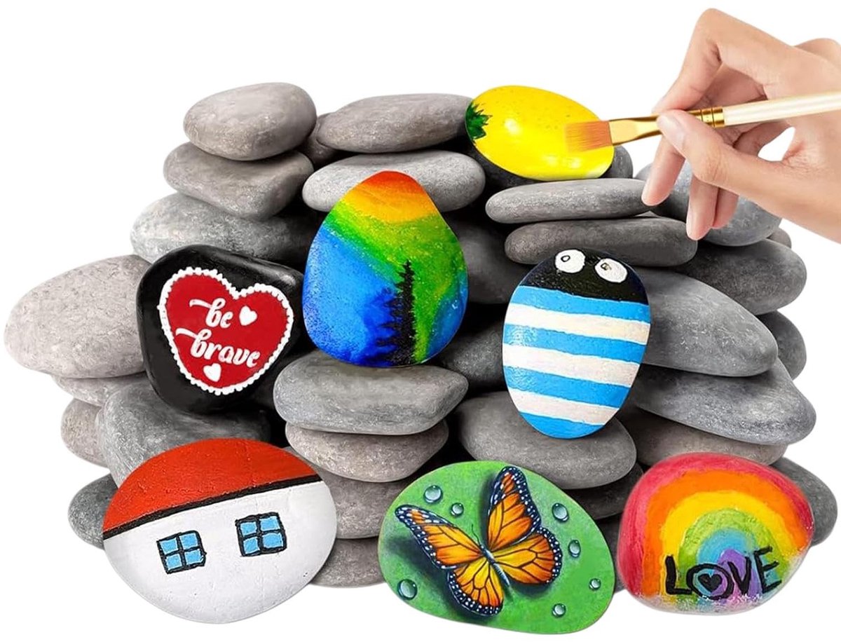 Allecto - Glad Natuurstenen - Decoratieve Kiezels - Voor DIY Creaties - 10 Stuks - Schilderen - Natuurstenen voor Creativiteit - Geschikt voor Kuns...