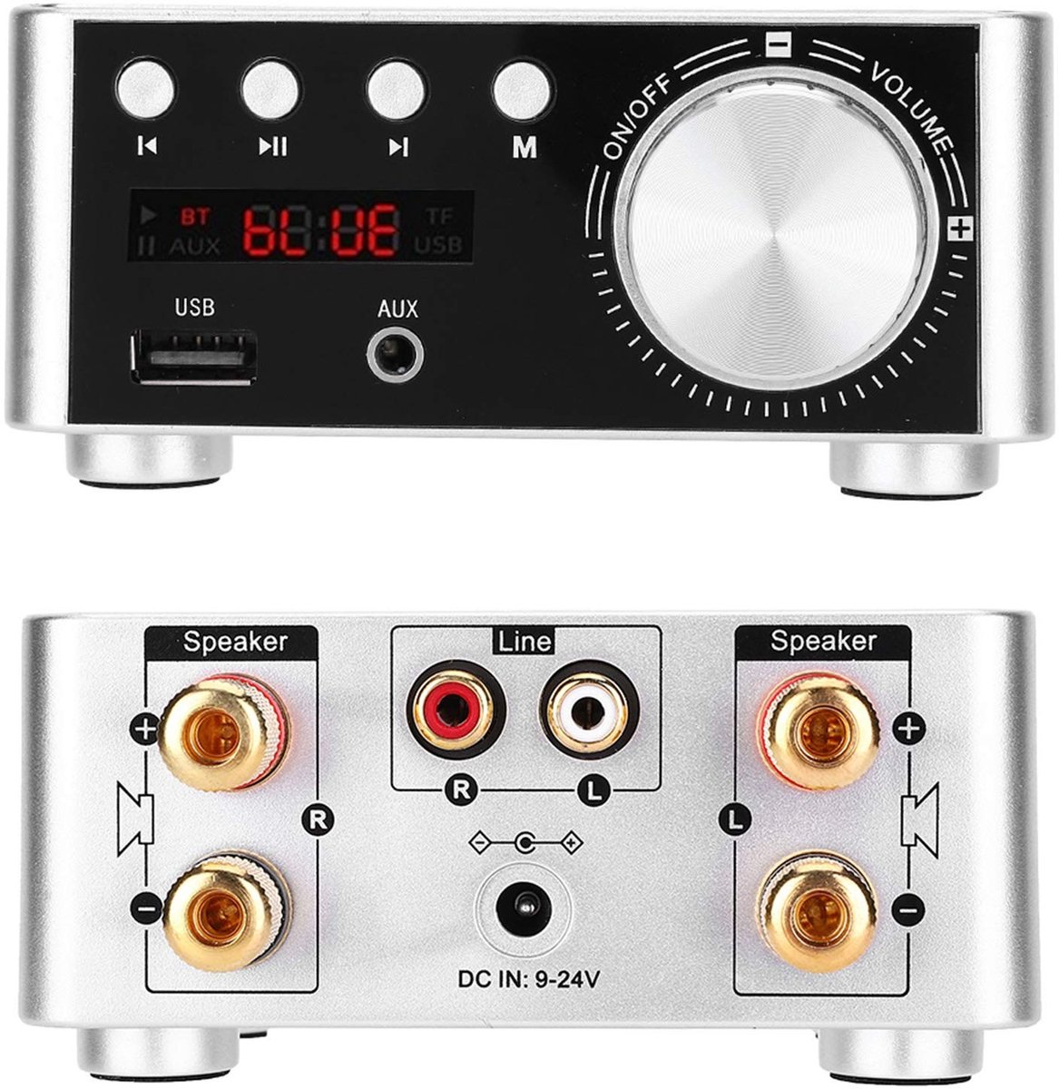 Allecto - Digitale Audio Versterker - Bluetooth 5.0 - 50W x 2 - Auto - Geheugenkaart Speler - Hoogwaardig geluid - Geschikt voor voertuigen - Compa...