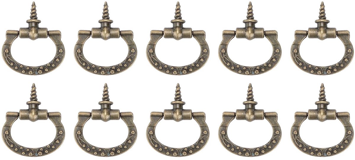 Allecto - Bronzen Retro Decoratieve Ladetrekringen - Handgrepen voor Doe-het-zelf-sieradendoos - Retro-look - Sieradenopbergdozen - Ideaal voor klu...