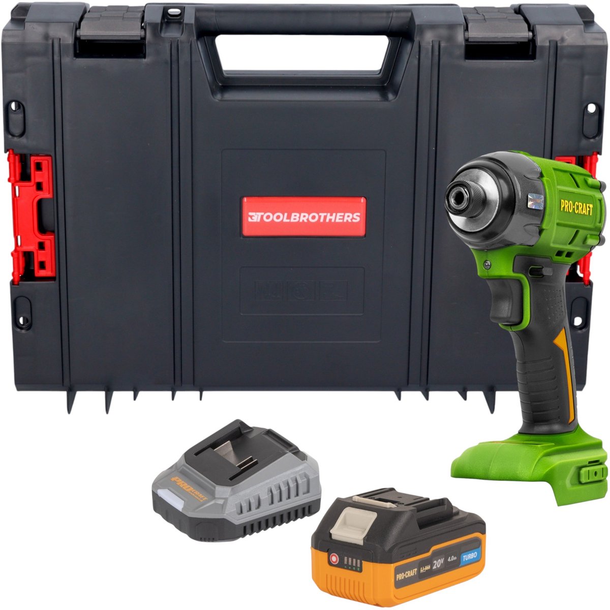 Procraft PS22bb accu-slagmoersleutel 20 V 230 Nm 1/2" borstelloos + 1x accu 4,0 Ah + oplader + RHINO-gereedschapskoffer