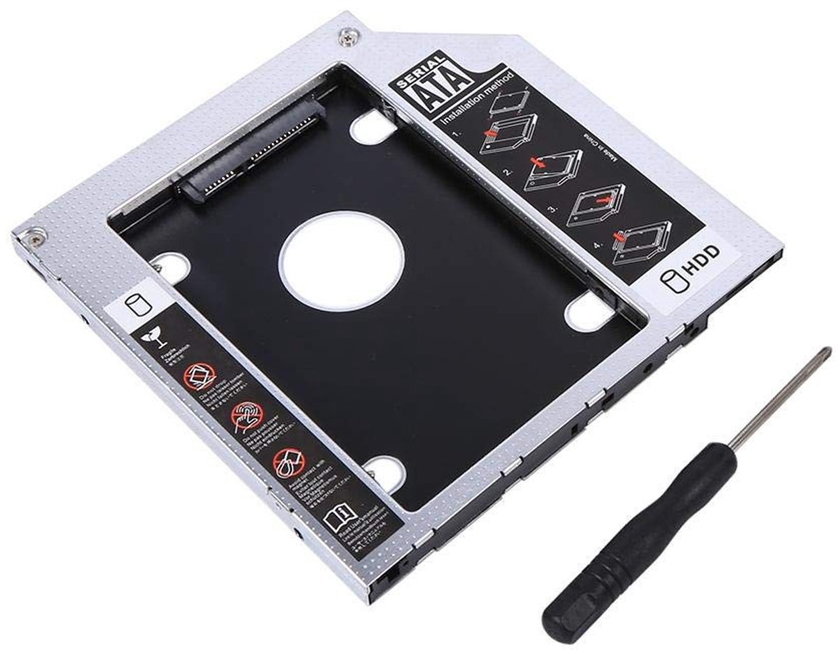 Allecto - 9.5 mm harde schijf lade - 2,5 inch - Geluid en trillingen dempend - Universeel formaat - SSD harde schijf Bay - Geschikt voor laptop