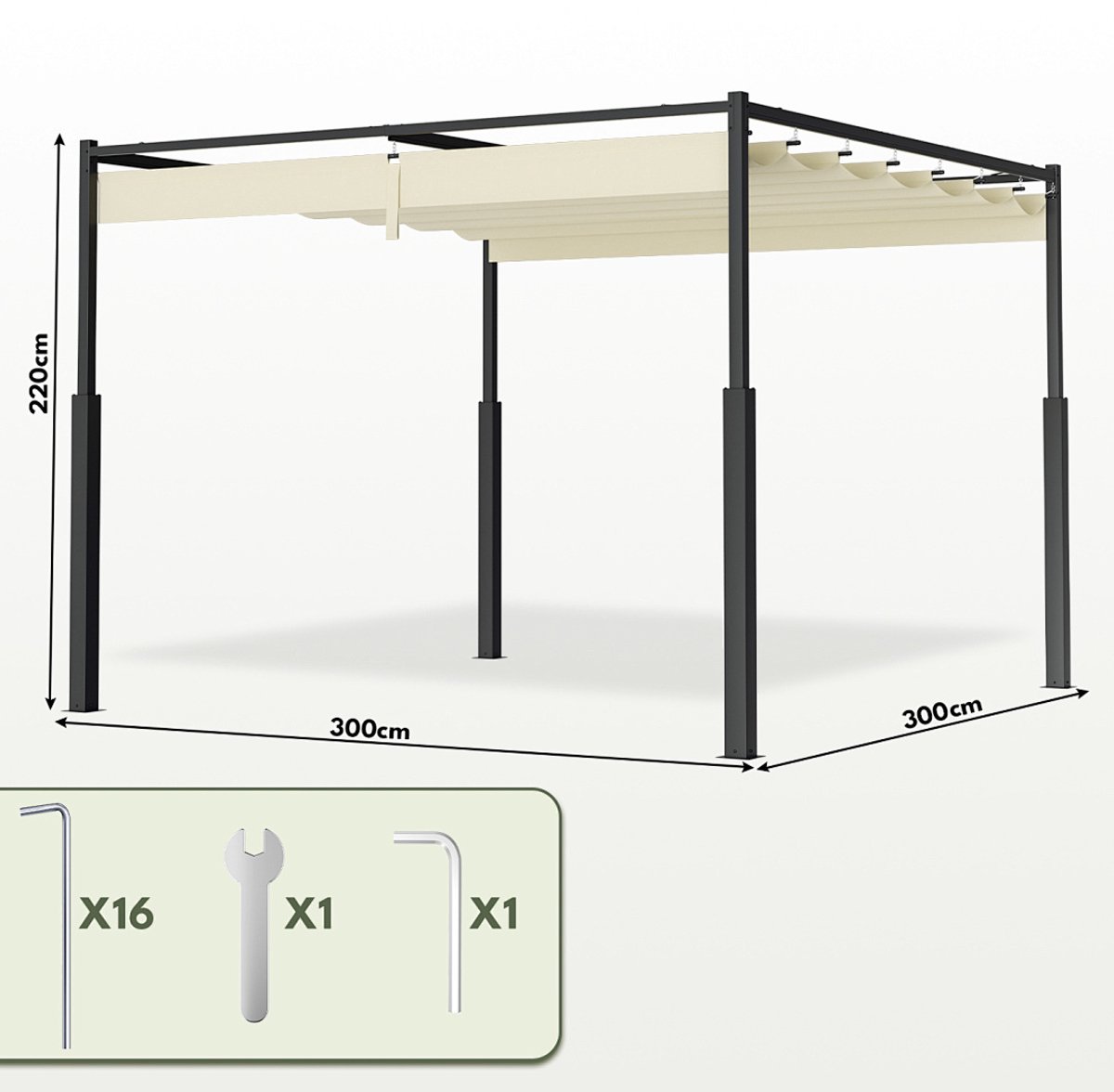 Pergola met Verstelbaar Schuifdak – Luxe Terrasoverkapping voor Tuin en Balkon