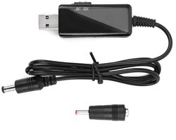 Allecto - USB naar DC boosterkabel - Powerbank Snoer - Instelbaar Digitaal Display - Zwart - Geschikt voor Router en Modem - 0,8m