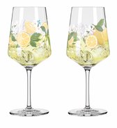 Ritzenhoff Cocktailglazen - Citroen Bloesem Design - 2 Stuks - Kristalglas - 544 ml - Voor Limoncello, Aperol Spritz, Gin - Tonic - Geschikt voor de Vaatwasser