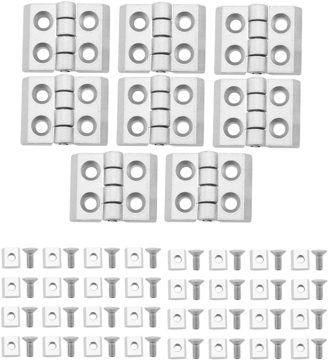 Allecto - Flexibele Scharnieren - 8 Stuks Aluminium Profiel - Zilver - DIY Projecten - Deurkozijnen - Geschikt voor Industriële Frames