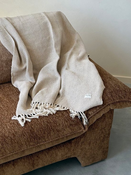 Yoga deken / meditatie deken visgraat taupe - Pure van Pure — afbeelding 3