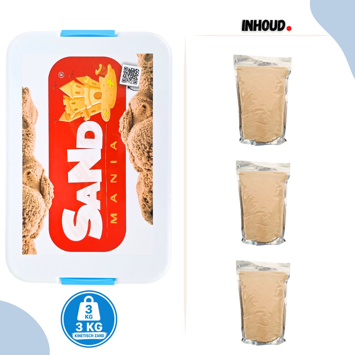 Sand Mania® kinetisch zand - 3 KG - inclusief Speel- & Opbergbak - Beige / Naturel - Sensorisch Speelzand voor Kinderen — afbeelding 8