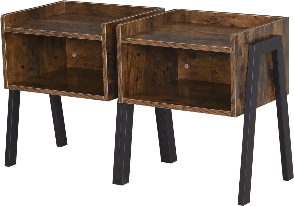 HOMCOM bijzettafel - hout - 46x35x52cm - bruin