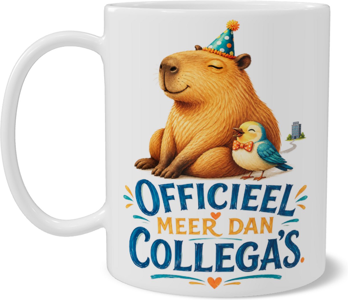 Mok met Capybara en Vogel en Tekst Officieel meer dan collega's - Cadeau Beste Collega