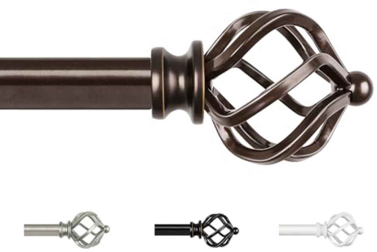 Gordijnroede Uittrekbaar Brons 80-292 cm - Decoratieve Twisted Cage Eindstuk - voor Woonka