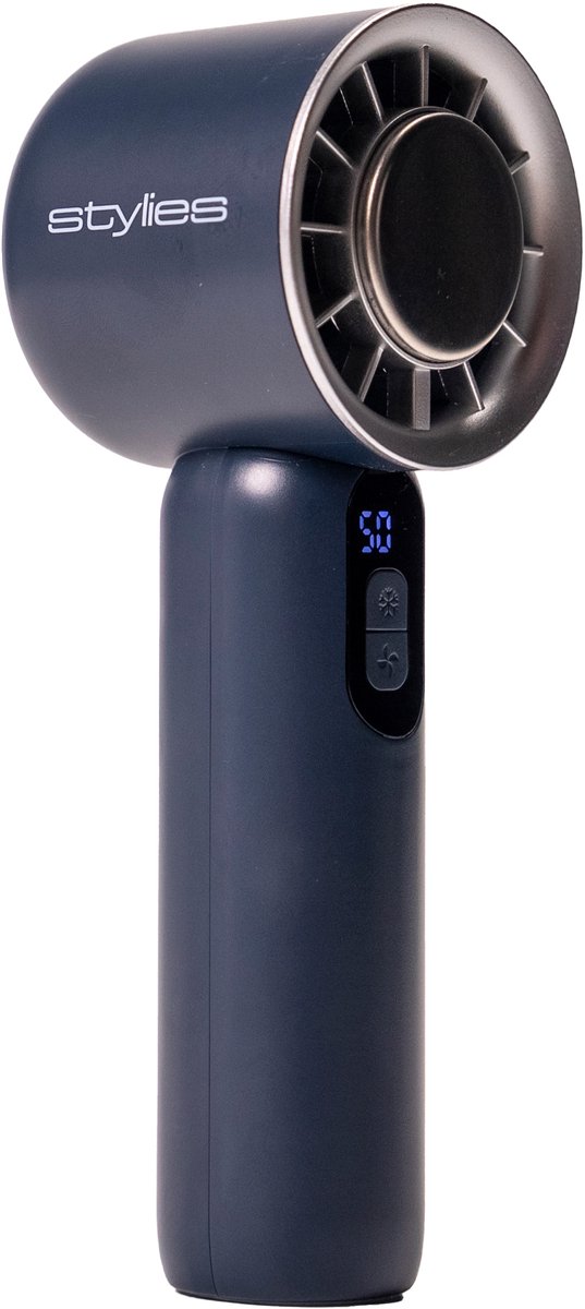 STYLIES Lacerti Handventilator met Icepad – Oplaadbaar USB-C – 100 Snelheden – Tot 6u Batterij – Compact & Krachtig – Navy Blue