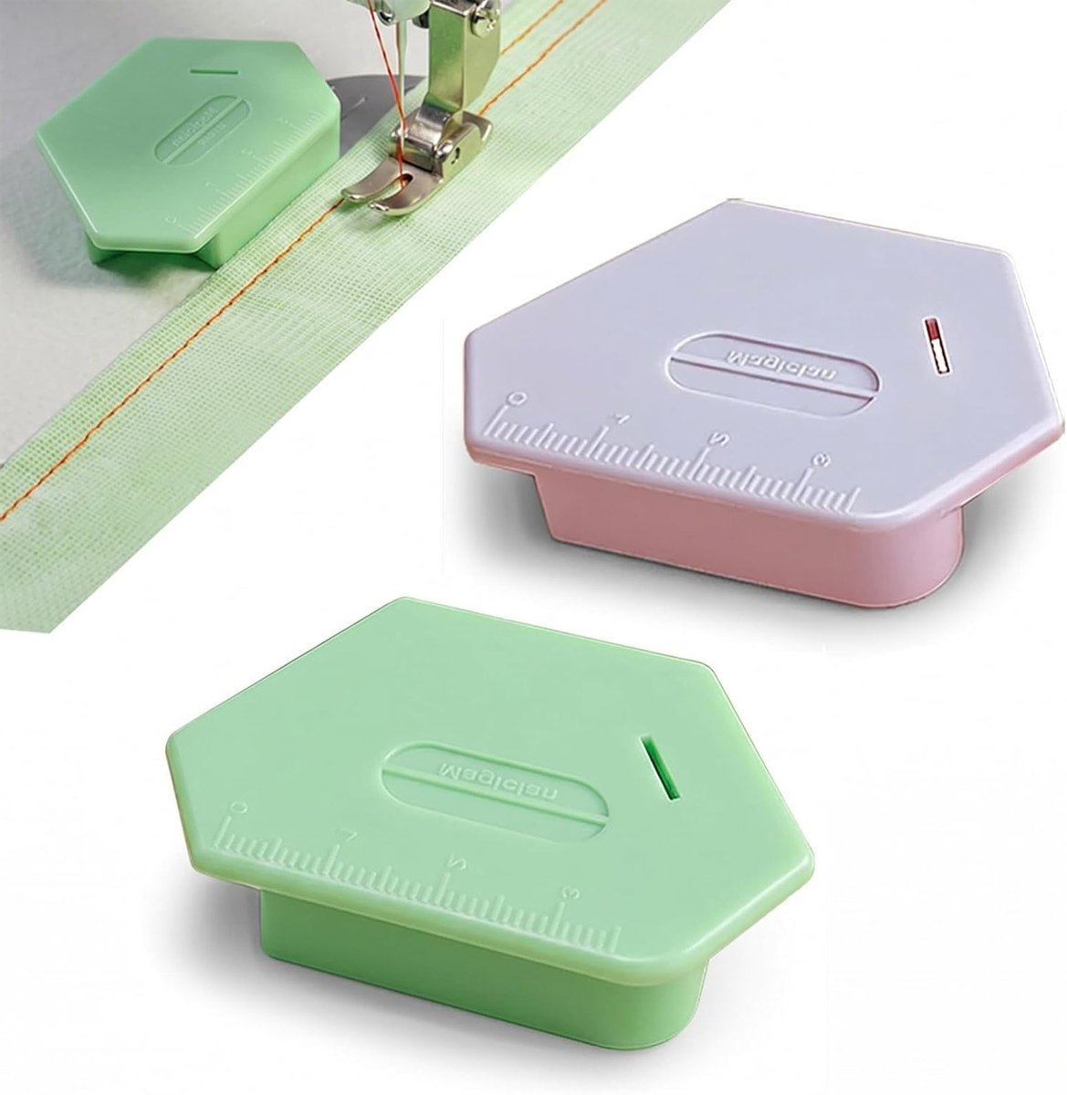 Magnetische geleiders voor naaimachines, multifunctionele accessoires voor precisie zomen en randen, 2 stuks in roze en groen