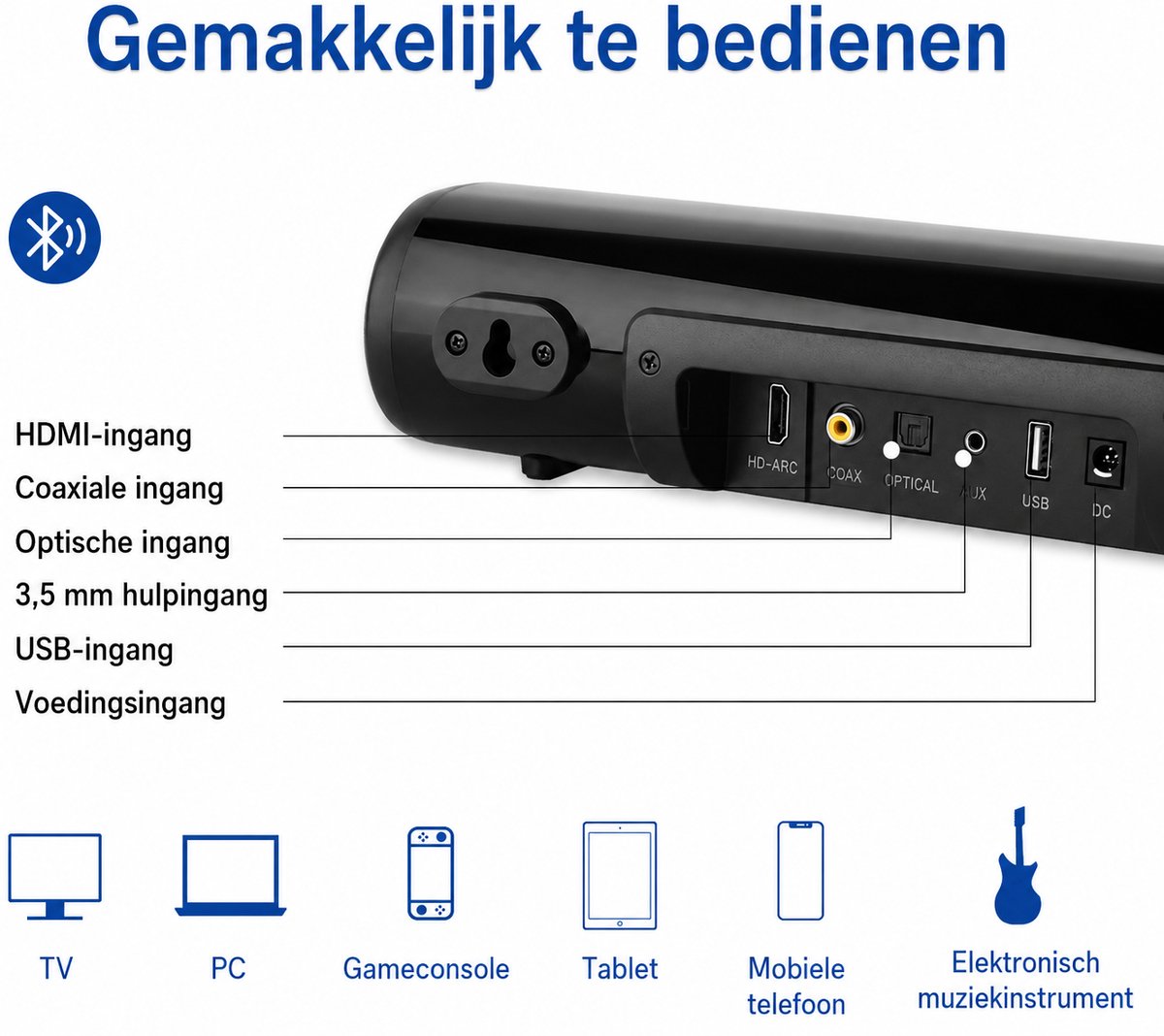 Mini soundbar - soundbar voor tv - computer-soundbar met Bluetooth 5.0 - bekabelde en draadloze pc-luidspreker - home-audiosysteem voor thuisbioscoop/gaming/projectoren – foto 7