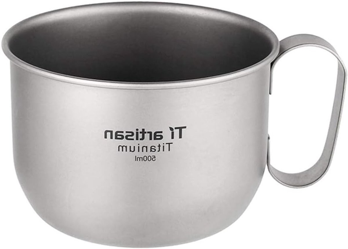 Lichte Titanium Koffiemok 500ml voor Buitenactiviteiten, Kamperen, Hiking en Backpacking