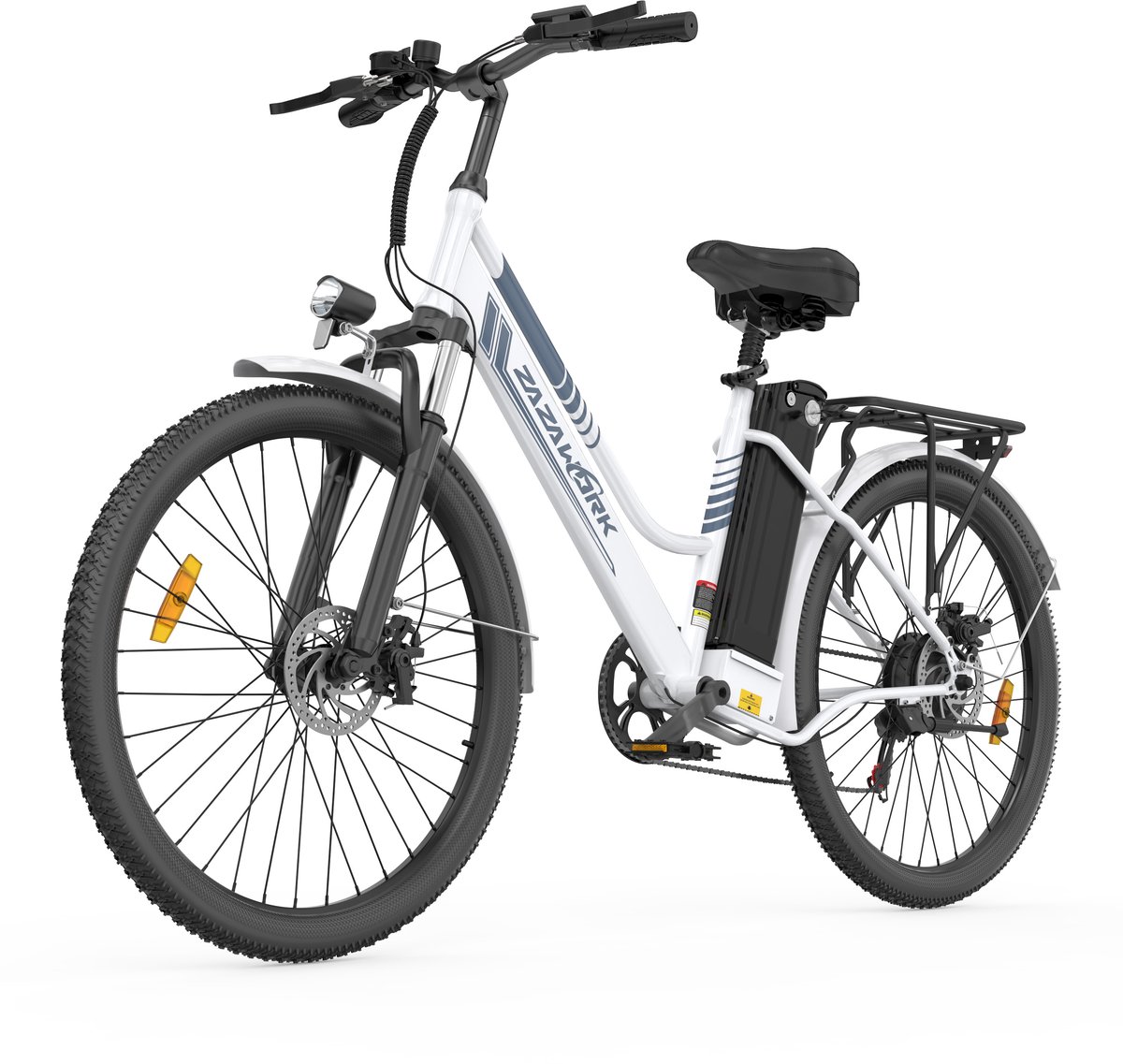 ZAZAWORK C26 PRO Elektrische fiets - 26 inches - Max 25km/u - 250W motor -Tot 100-120 km - Met Fiets Geschenkset - Wit