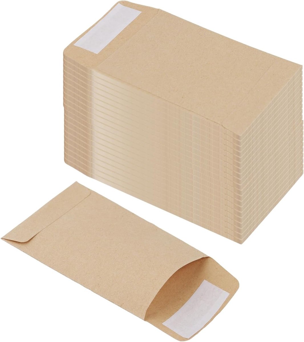 200 stuks zelfklevende kraftpapieren enveloppen 7,5 x 6,9 cm voor zaden, munten en kleine voorwerpen