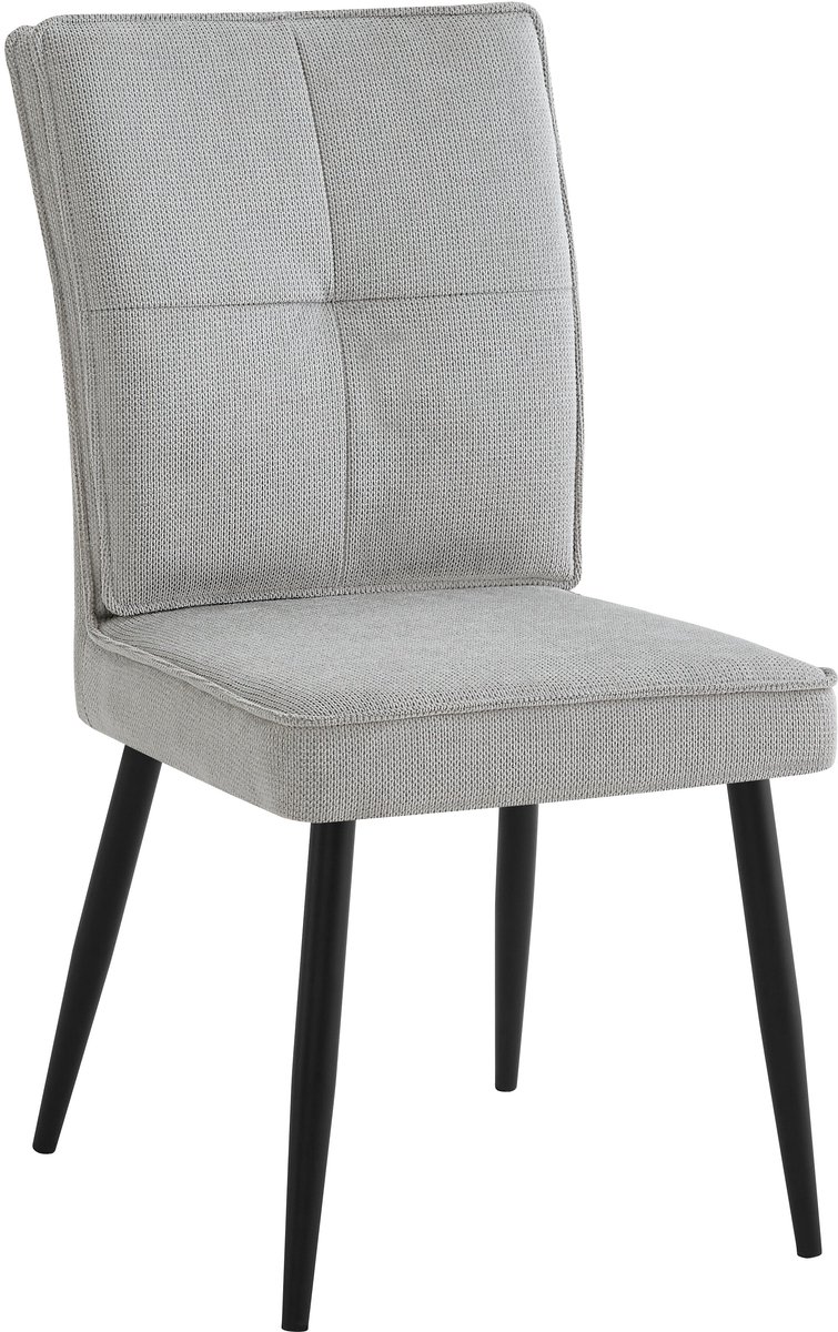 Merax Eetkamerstoelen Set van 2 - Chenille Stof - Gestoffeerde Stoelen - Met Metalen Poten - Moderne Keukenstoelen - Lichtgrijs