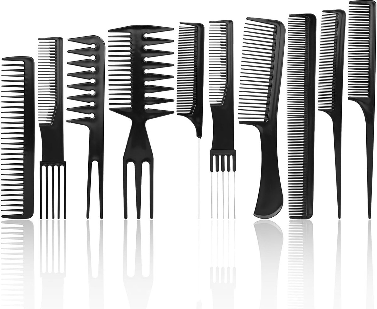 10-delige professionele haarstylingkammen set voor alle haartypes
