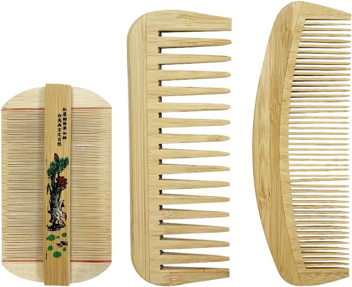 Set van 3 Handgemaakte Houten Haar Kammen voor Vrouwen en Kinderen