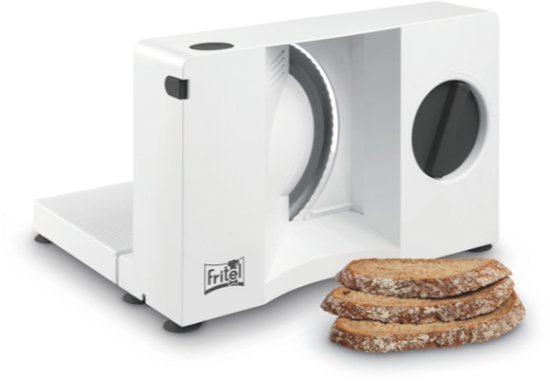 Foto: Fritel sl 3081 allessnijder broodsnijmachine en snijmachine voor charcuterie groenten fruit opvouwbaar instelbare snijdikte 0 20 mm wit zwart