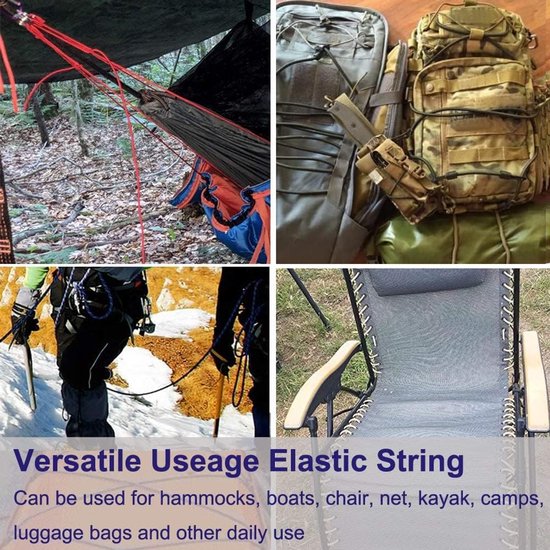 Elastisch Koord - Bungee Touw - Bevestigen en Zekeren - Marine Grade Kwaliteit - 1/4" x 25' - Paars — afbeelding 4