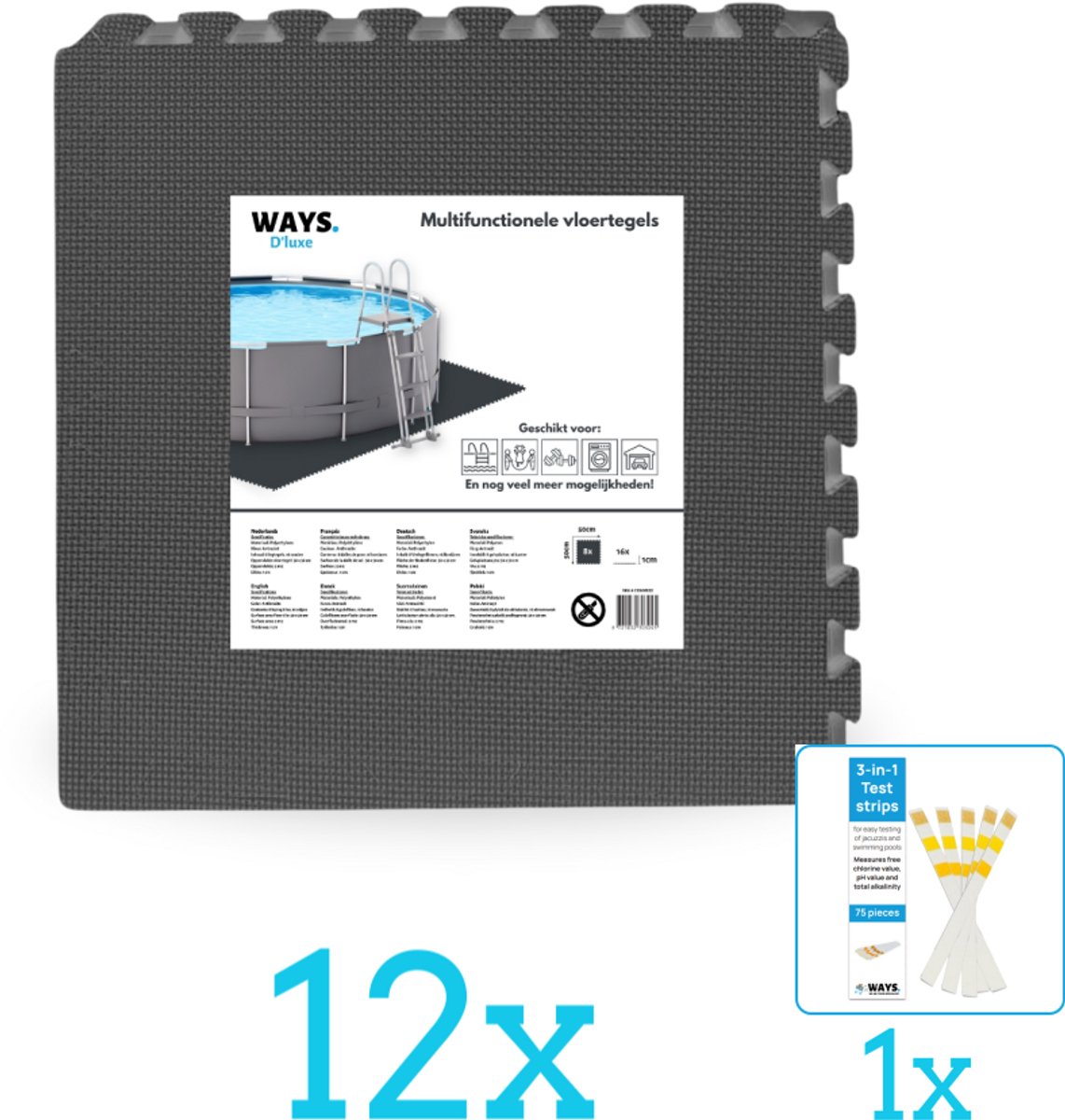 WAYS D’luxe - Zwembad Ondergrond - Vloertegels 50x50 cm - 8 Tegels - Volumebundel - Vloertegels - 12-delig