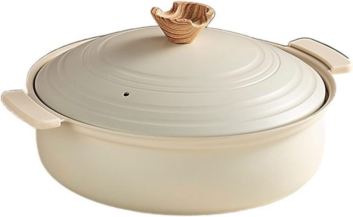 Soeppan Kookpot - Hittebestendig Kookgerei - Langzaam Garen - Antiaanbaklaag - 3L Capaciteit - Naturel