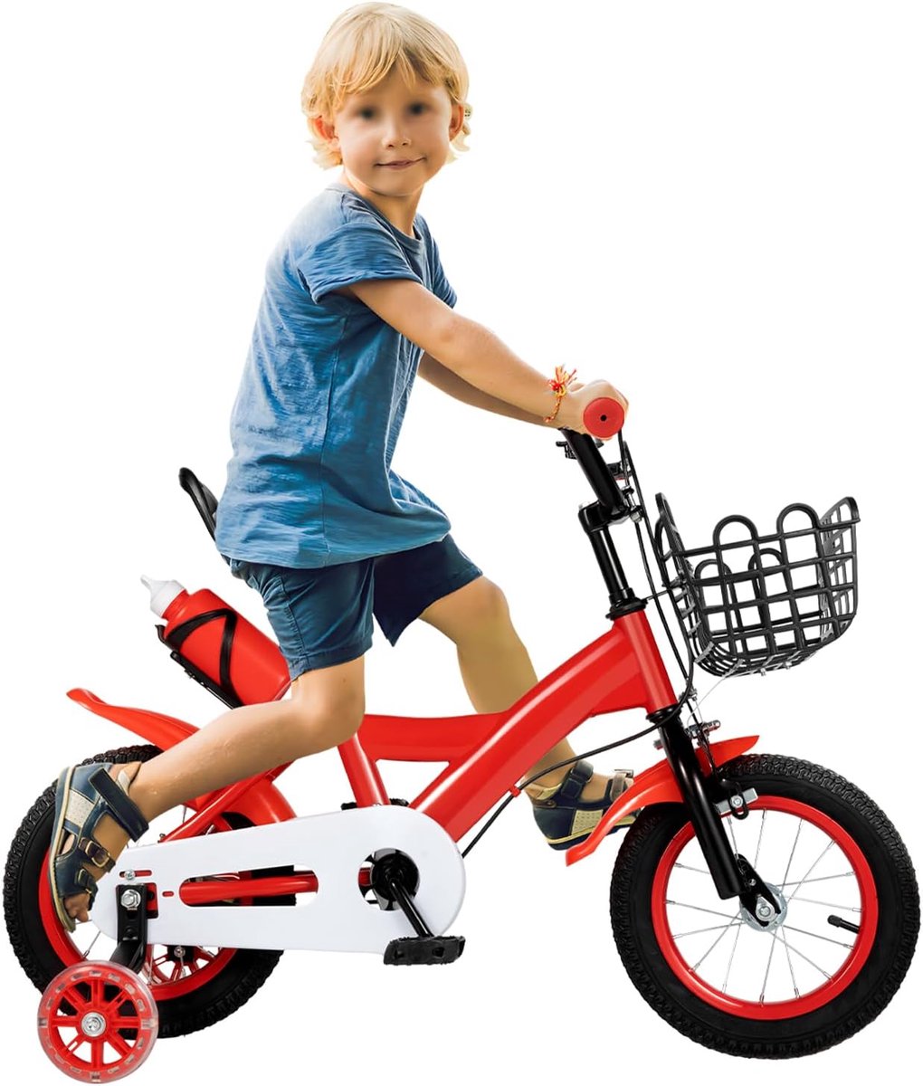 Kinderloopfiets met pedalen Loopfiets trainingsfiets Leren fietsen 2-in-1 functie 12 inch wielen Rood