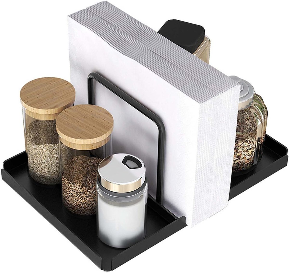 Verticale Servethouder Zwart Aluminium voor Tafel en Keuken