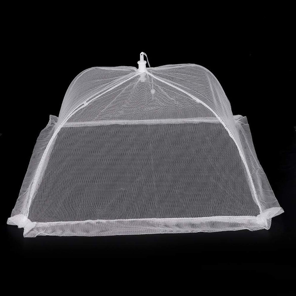 Vouwbare en afneembare witte mesh vierkante voedselbedekking met anti-vlieg functie - 2 stuks, 16 inch voor picknicks en barbecue