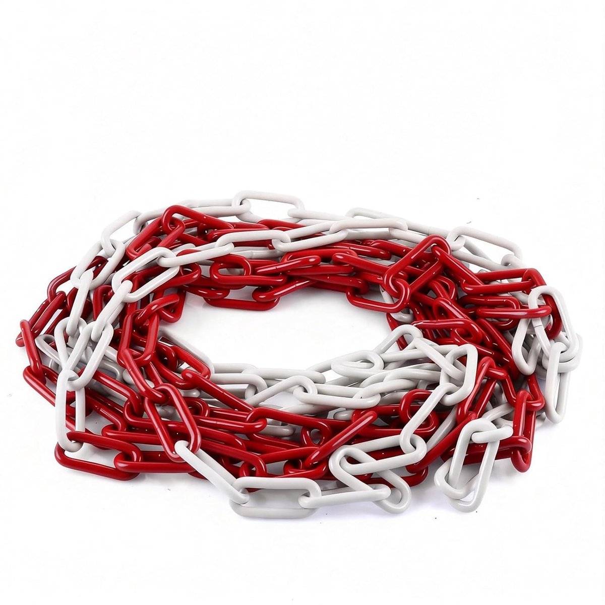 6 meter vergrendelingsketting van staal, 5 mm afzetband in rood en wit, ideale metalen ketting voor afsluiten van parkeerplaatsen en oppervlakken