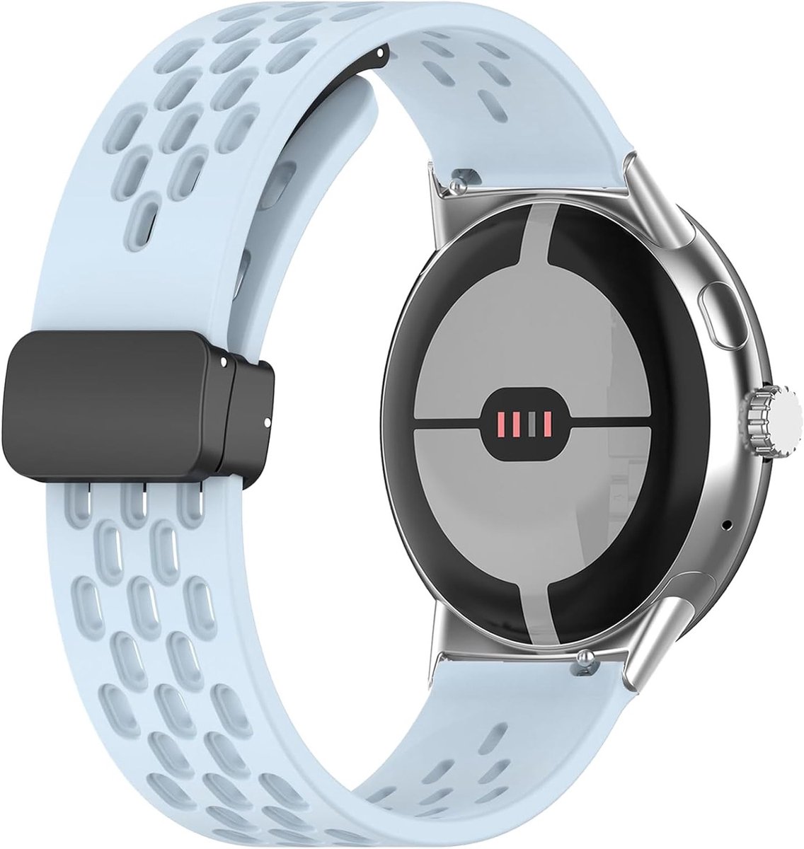 Siliconen Sportband voor Google Pixel Watch 4 en 3, 45mm, Magnetische Sluiting, Lichtblauw, Comfortabel en Duurzaam