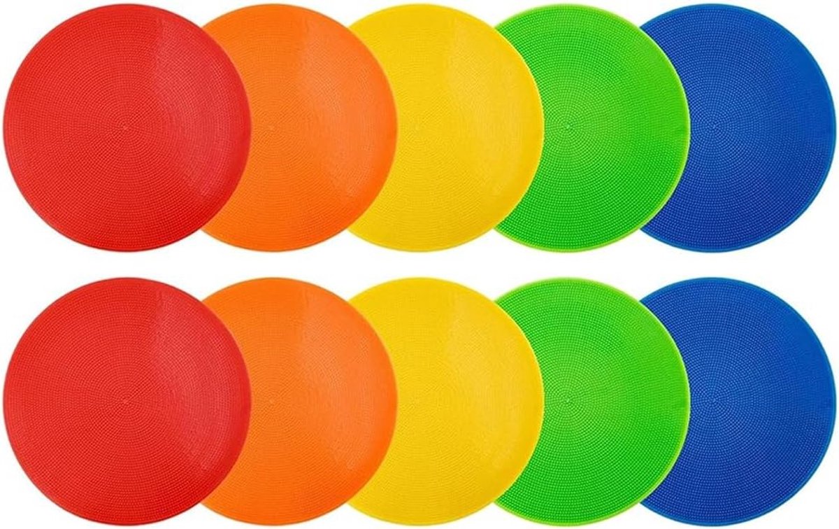 10 Stuks Rond Sportmarkeringen voor de Klas, Antislip Vloermarkers voor Voetbal, Basketbal en Danstraining