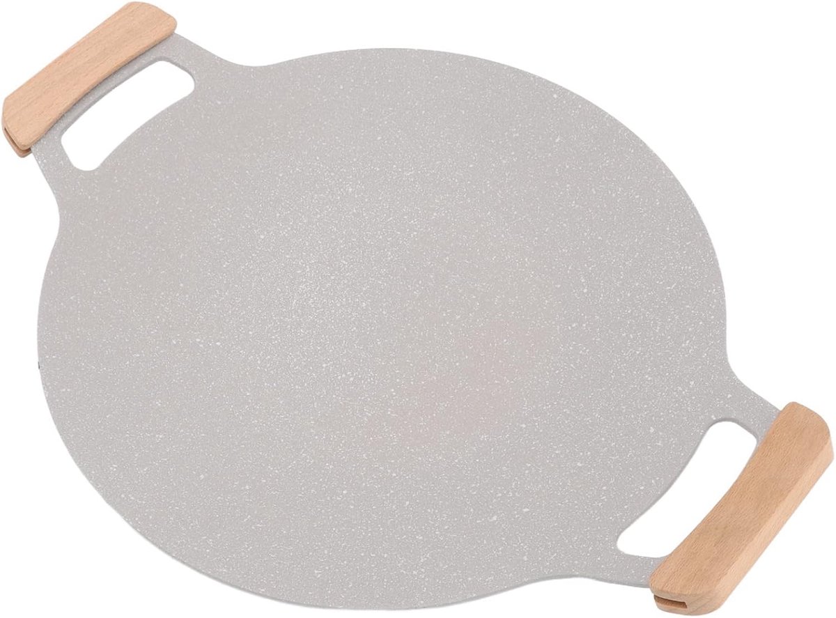 Grillpan Binnen Buiten - Anti-aanbak Plaat - Koken & Grillen - Snelle Gelijkmatige Verwarming - 34 Cm Rond - Zwart