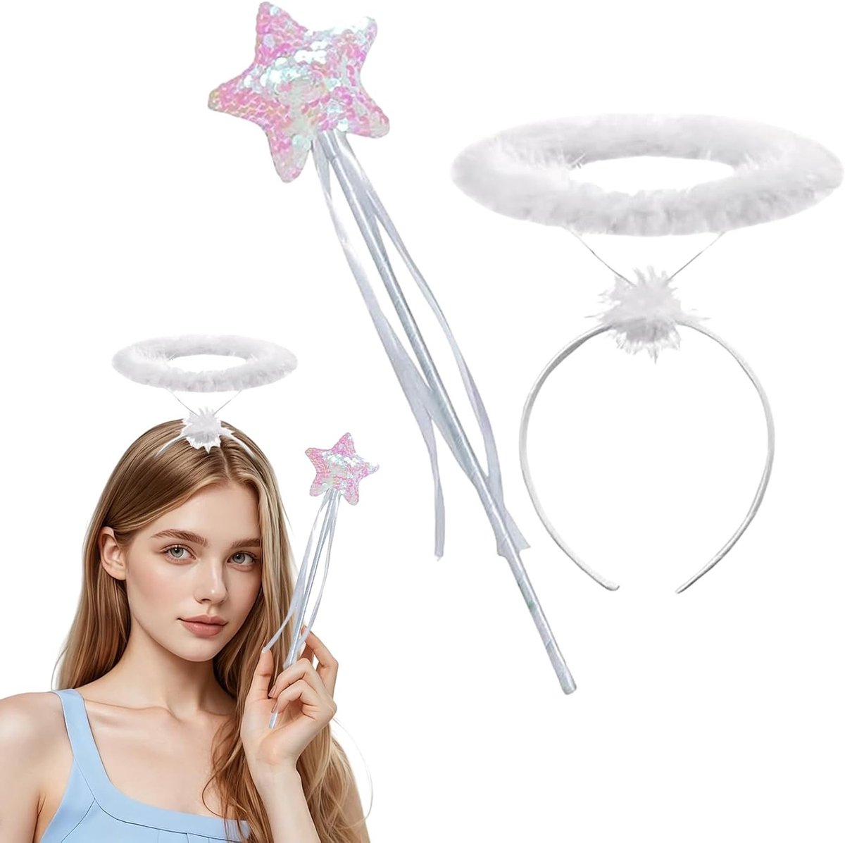 2 Stuks Witte Engel Tranen Haarband - Engel Kostuum Accessoires voor Halloween en Feestjes