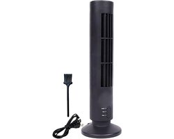 Staande Ventilator - Torenventilator Bladloos - Energiebesparend Koelen - Stille Werking USB Poort - 11x11x11 cm - Zwart
