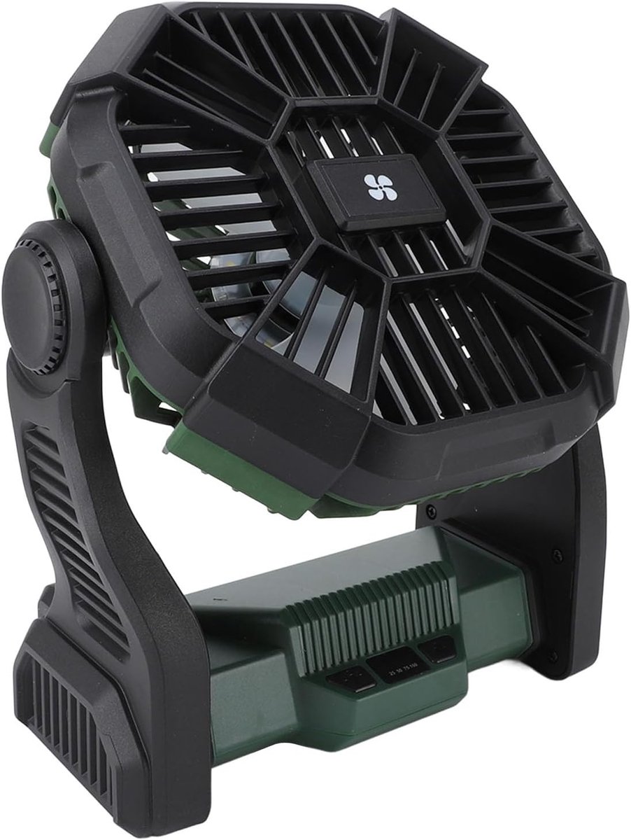 Draagbare Ventilator - Oplaadbare Tafelventilator - Kamperen Buiten - 10400 MAH Batterij - 27x22x10 cm - Groen