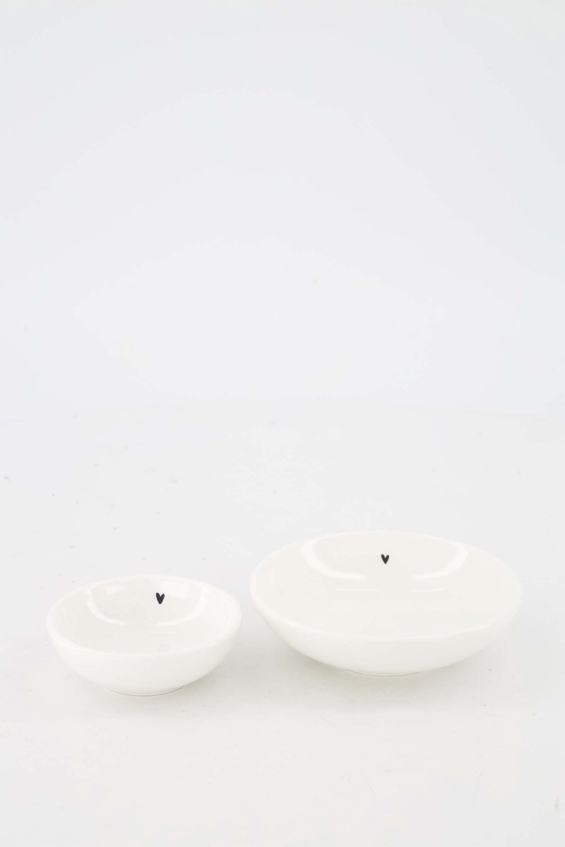 Zusss Set Van Een Dipschaaltje Zwart Hartje Met Schaaltje Zwart Hartje - Verjaardag - Cadeau Dames - Moederdag Wit