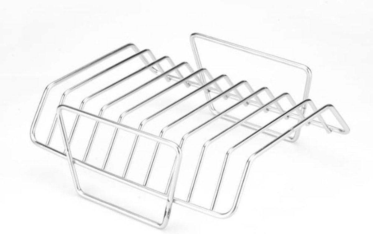 Grill Rek - Kookrek Ribrek - Lamskoteletten Grillen - Efficiënte Lay-out - 25 x 19 x 6 cm - Zilver